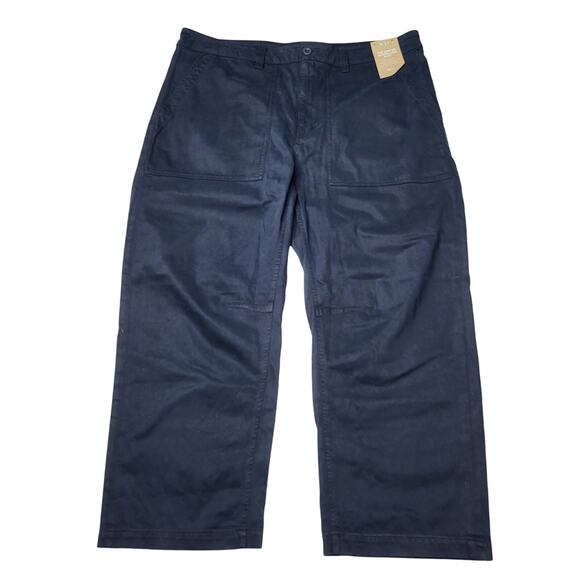 Madewell Darted Barrel Pants Classic Navy Blue Cotton Blend Twill Button Zip 33 - Picture 3 of 12